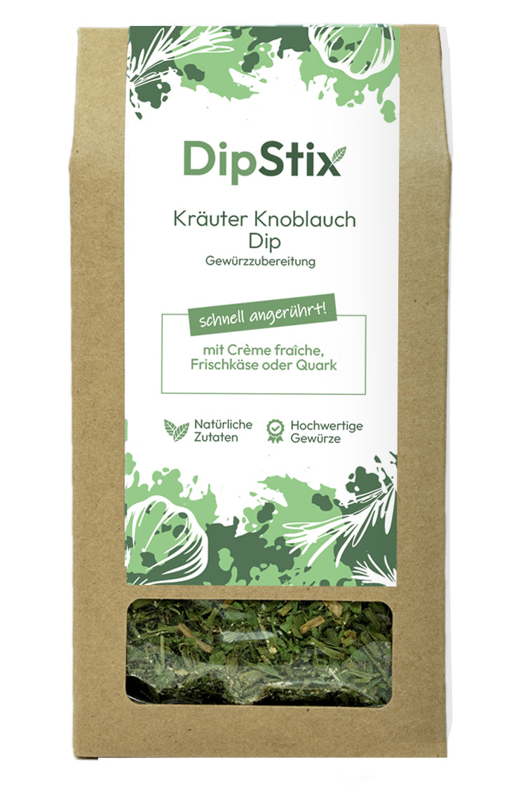 Gewürzmischung in Schachtel für Kräuter Knoblauch Dip